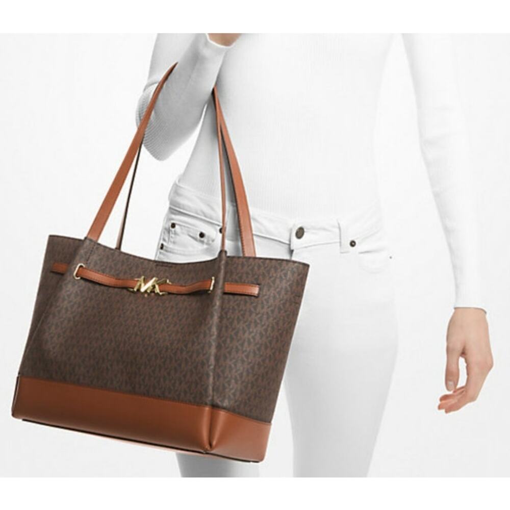 Michael Kors Reed MK Signature Large Belted Shoulder Tote Bag, NWT